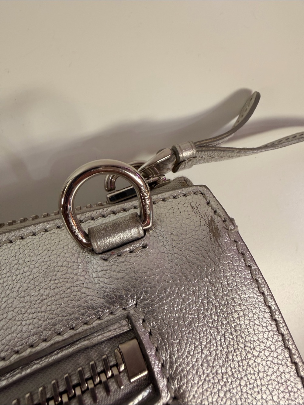 Ralph Lauren Collection Ricky Metallic Silver Pebbled Leather Clutch - Picture 10 of 16